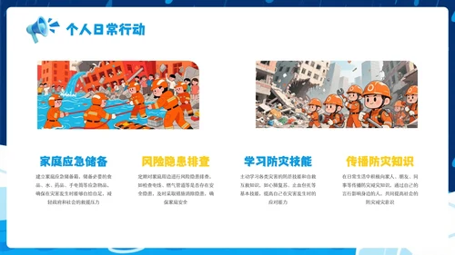 蓝色卡通风防灾减灾意识安全知识PPT模板