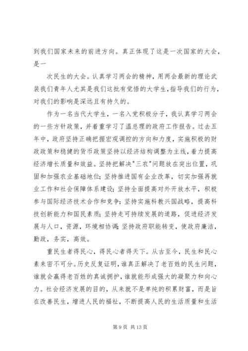 思想汇报之二学习两会精神有感.docx