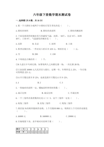 六年级下册数学期末测试卷【典型题】.docx