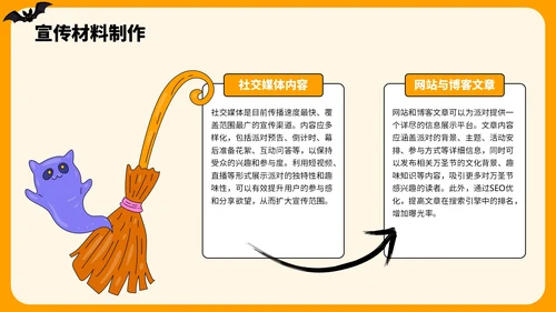 橙色插画风万圣节主题派对策划PPT模板