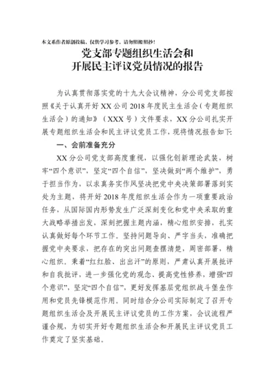 1901135-召开专题组织生活会和开展民主评议党员工作情况报告.docx