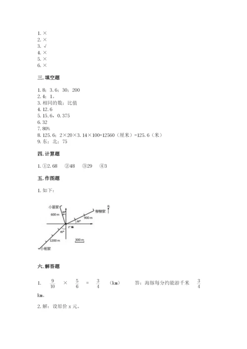 小学数学六年级上册期末考试试卷推荐.docx