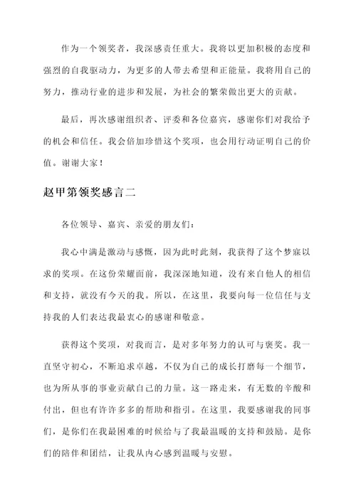 赵甲第领奖感言