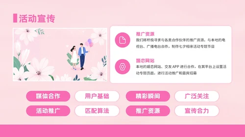 粉色插画风格浪漫邂逅心动约会PPT模板