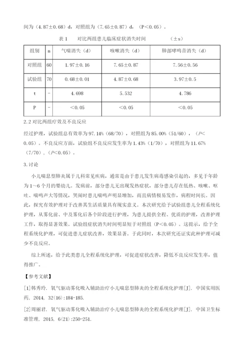 全程系统化护理应用于氧气驱动雾化吸入辅助治疗小儿喘息型肺炎患者的临床价值.docx