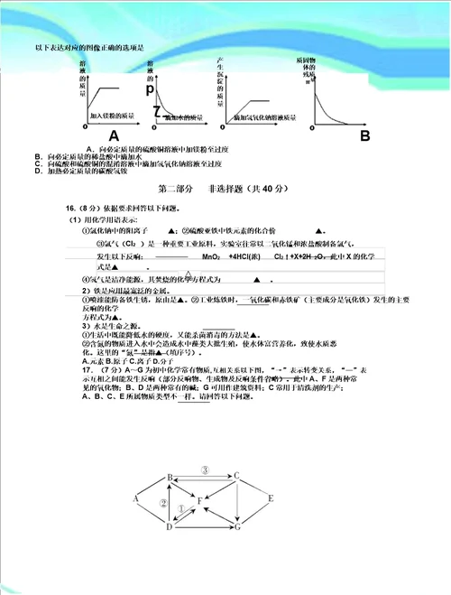 中考适应性测验化学试题及