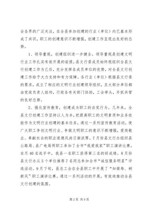 县文明行业创建表彰会讲话.docx