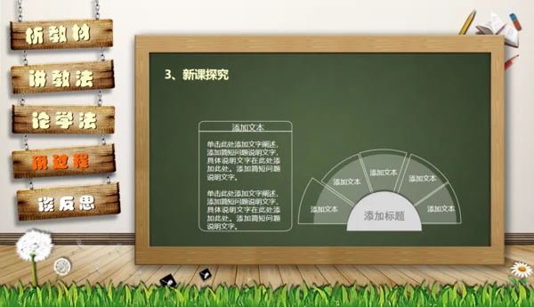 教师说课黑板卡通风格教育教学通用PPT模板