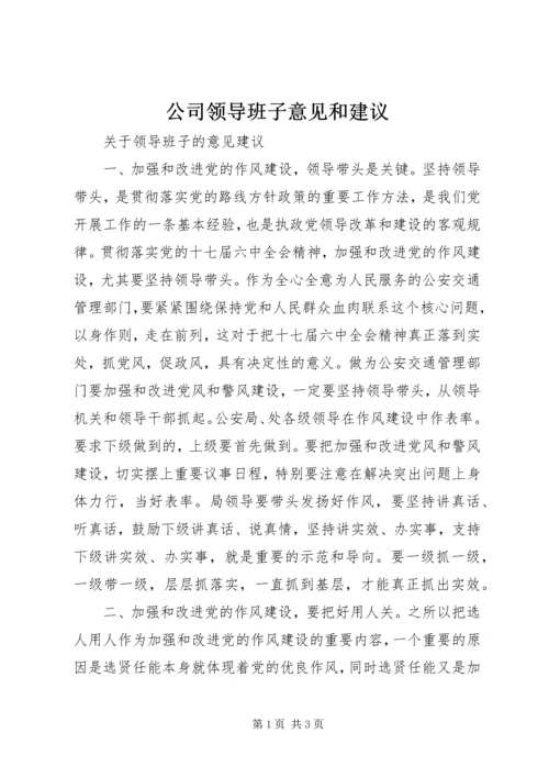 公司领导班子意见和建议 (2).docx