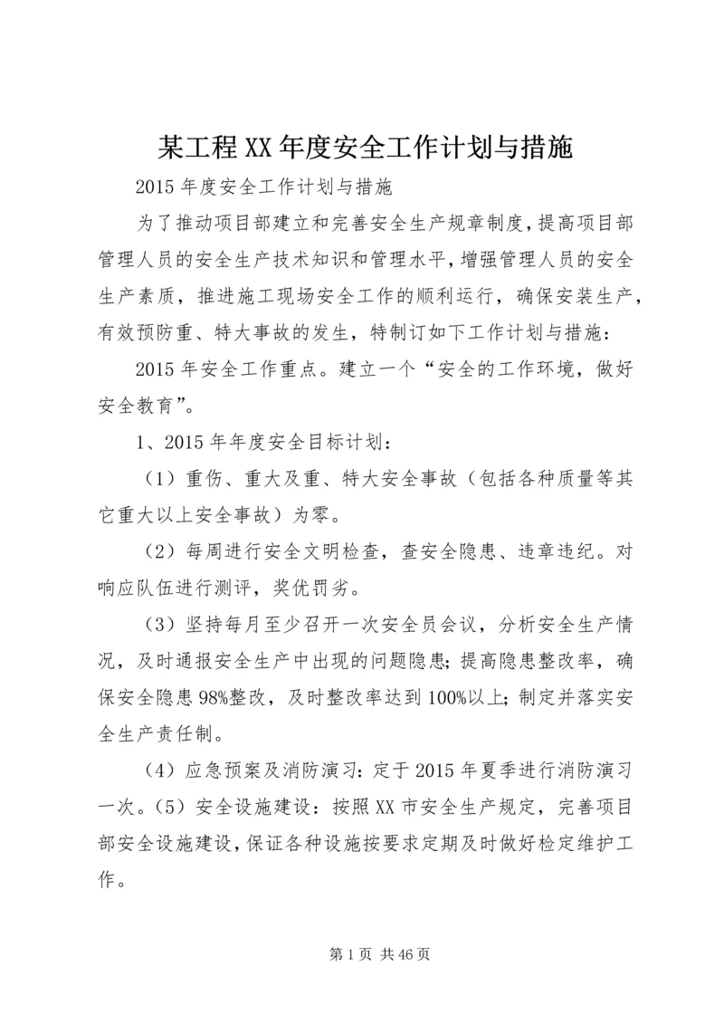 某工程XX年度安全工作计划与措施.docx