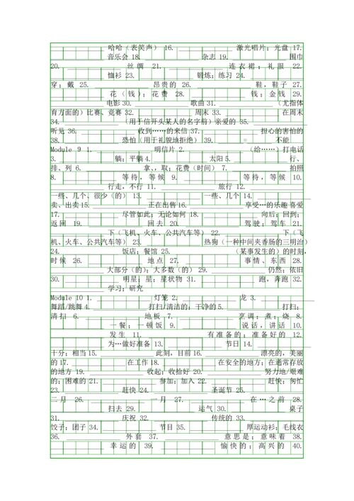 外研版七年级英语上册单词表听写版.docx