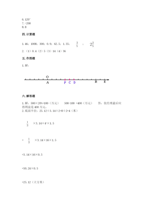 沪教版小学六年级下册数学期末综合素养测试卷【精选题】.docx