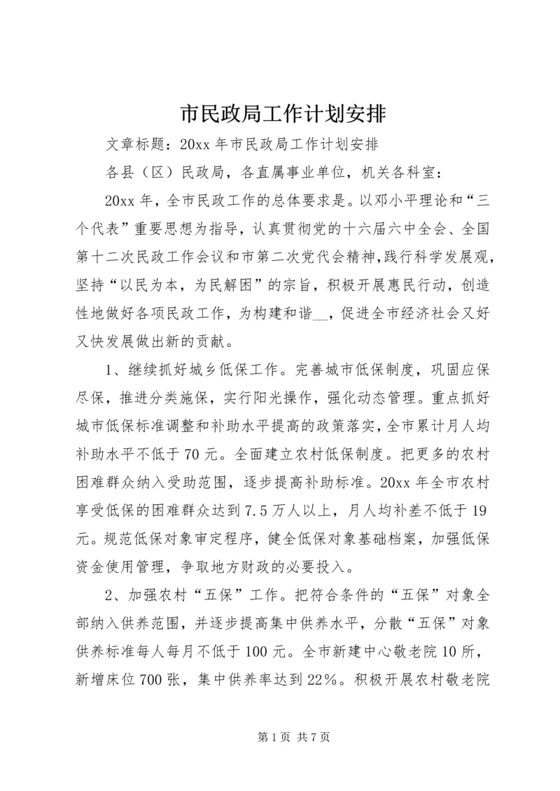 市民政局工作计划安排.docx