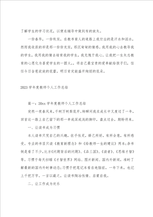 2023学年大学教师个人工作总结