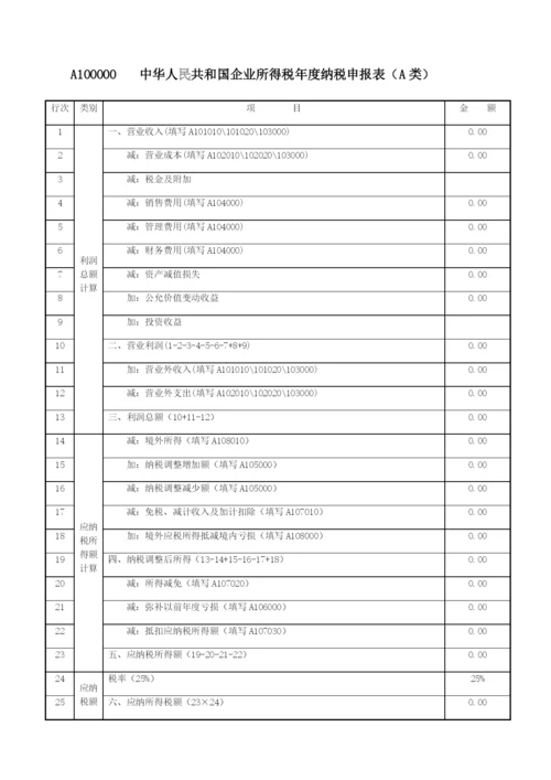 中华人民共和国企业所得税年度纳税申报表(A类-2017年版).docx