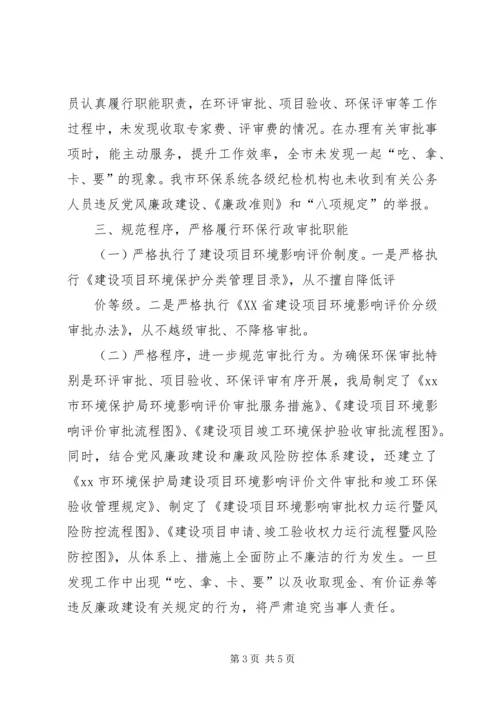 市环保局关于党风廉政建设自查自纠情况的报告.docx