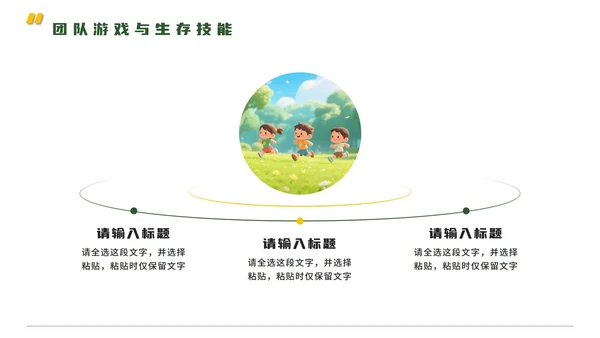 绿色卡通风夏令营森林探秘旅行攻略PPT模板