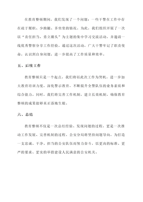 公安分局教育整顿总结汇报