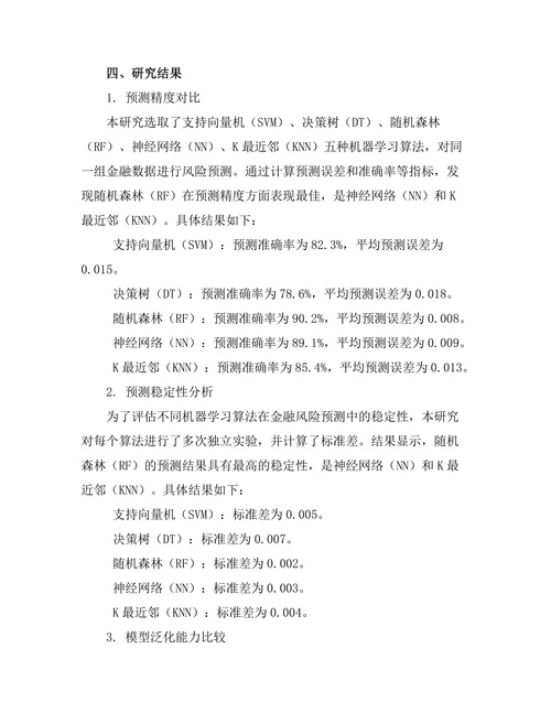 机器学习算法在金融风险预测中的应用