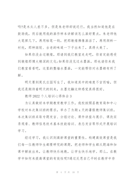 教师2022个人培训心得体会范文.docx