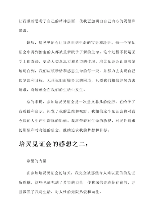 谈谈培灵见证会的感想