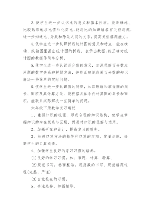 北师大版六年级下册数学复习计划.docx