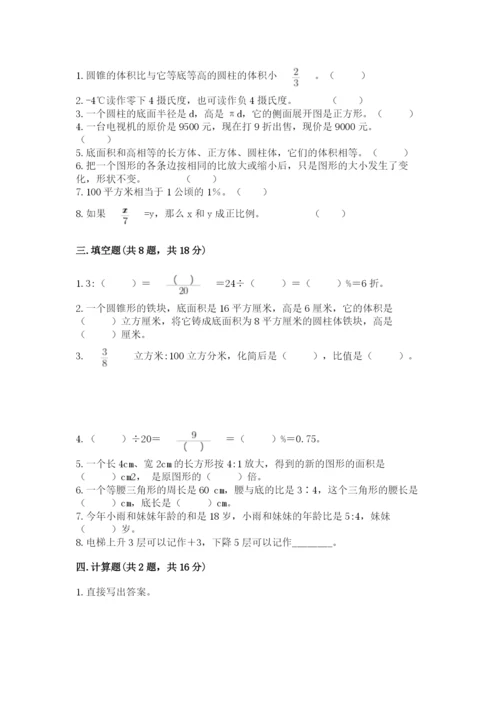 人教版六年级下册数学期末测试卷及完整答案【精品】.docx