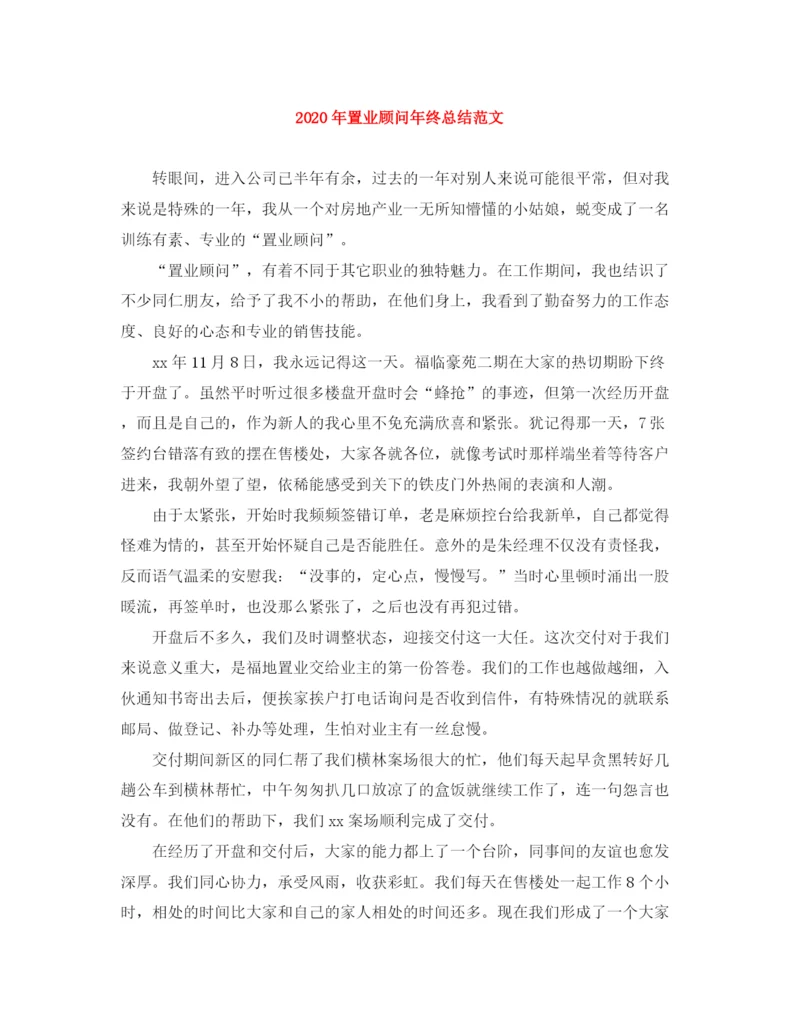 精编之年置业顾问年终总结范文.docx