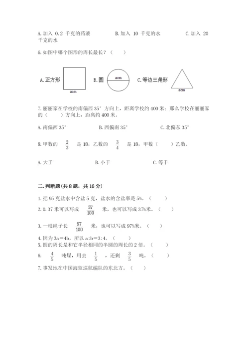 人教版六年级上册数学期末测试卷含答案解析.docx