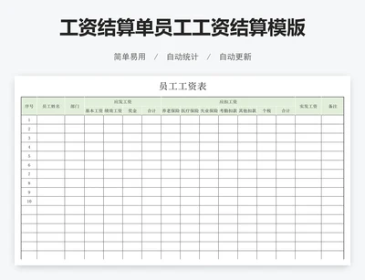 工资结算单员工工资结算模版