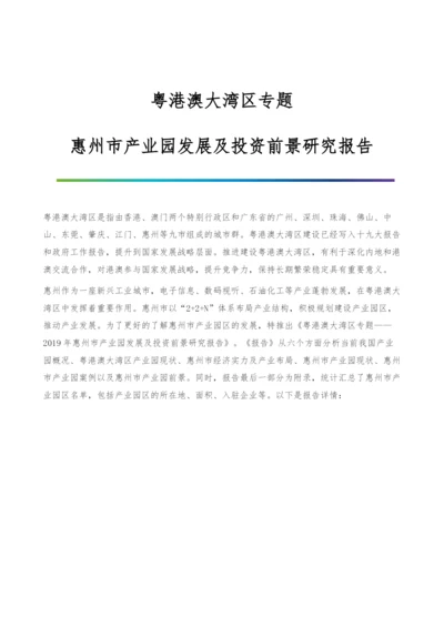 粤港澳大湾区专题-惠州市产业园发展及投资前景研究报告.docx
