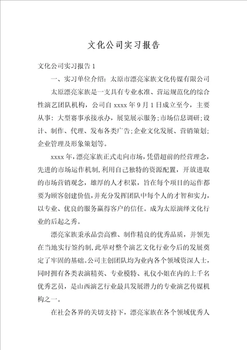 文化公司实习报告