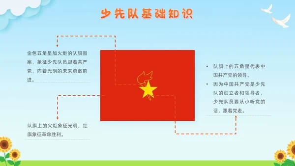 蓝色清新卡通校园学生光荣啊少先队员竞选主题班会PPT建队日