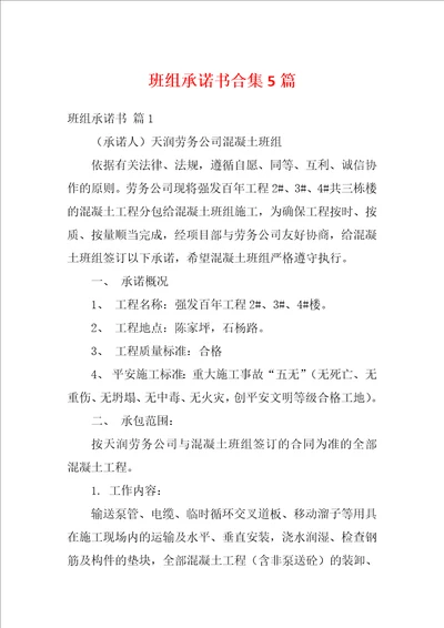 班组承诺书合集5篇