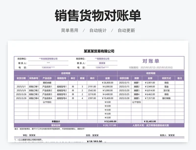 销售货物对账单