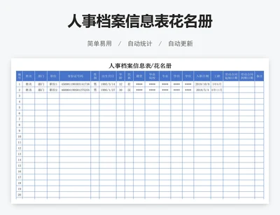 人事档案信息表花名册