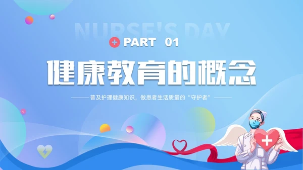 蓝色简约形状护理健康教育PPT课件护理查房