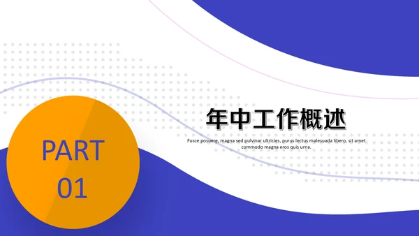 蓝橙动感年中工作总结汇报通用PPT模板