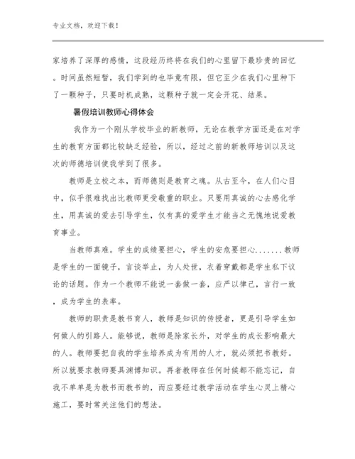 暑假培训教师心得体会优选例文9篇.docx