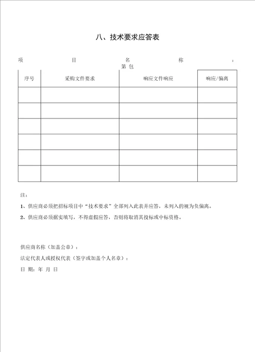 第一部分项目技术服务、商务要求及评分标准