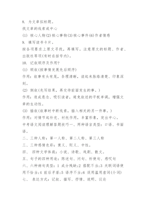 中考语文阅读理解答题技巧方法.docx