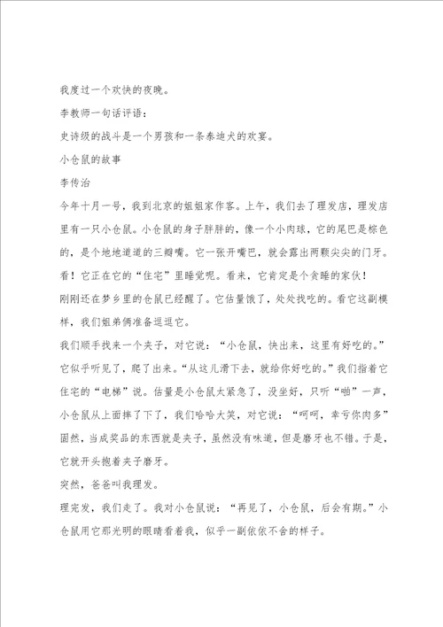 关于我和小动物的故事作文400字的作文