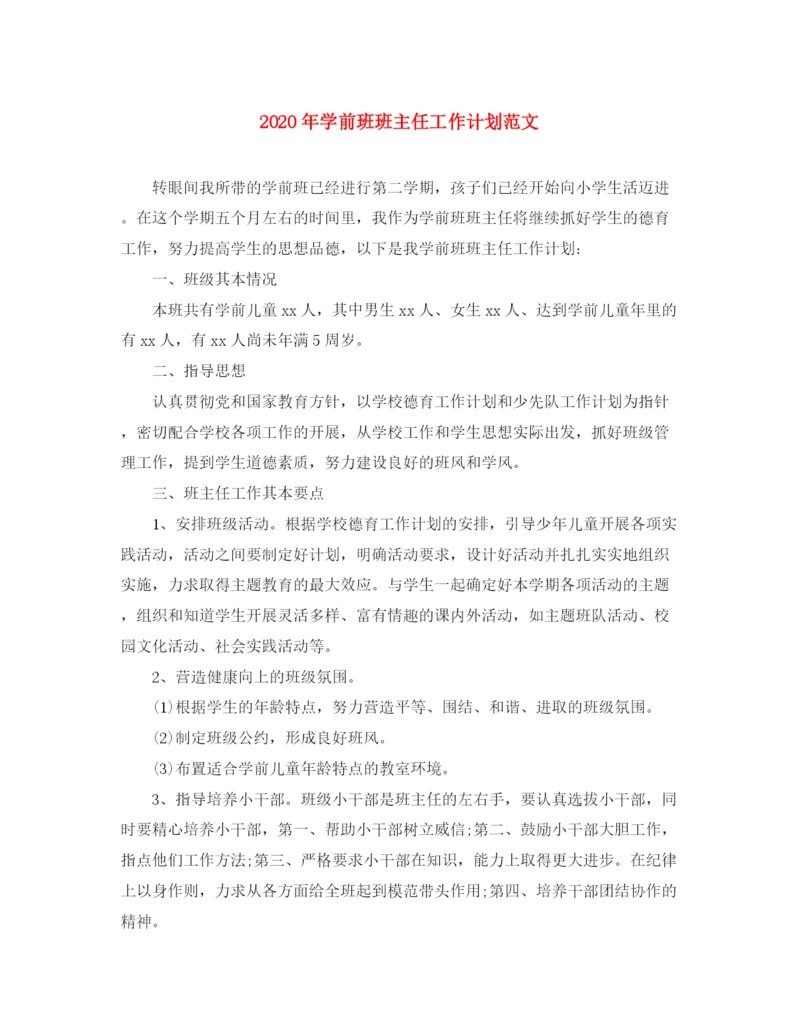 精编之年学前班班主任工作计划范文.docx