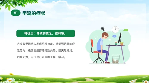绿色清新关注健康预防甲流甲型流感病毒知识科普讲座PPT