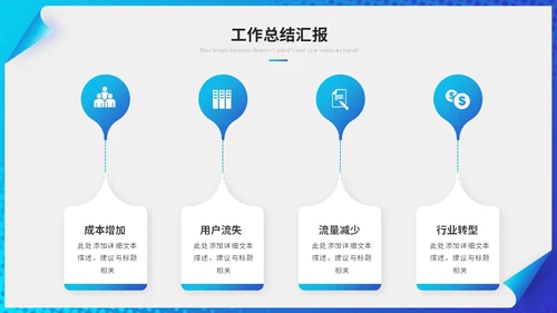 蓝色简约创意翻页式工作总结工作汇报述职报告ppt模板