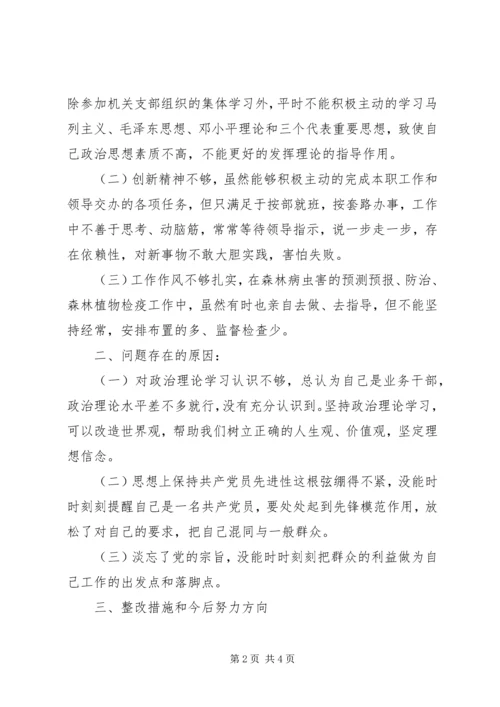 林业系统领导党性分析材料(43).docx