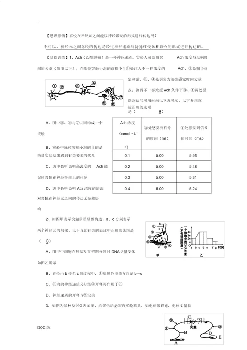 高中生物63兴奋传递的过程和特点讲练中图版高中必修1生物试题