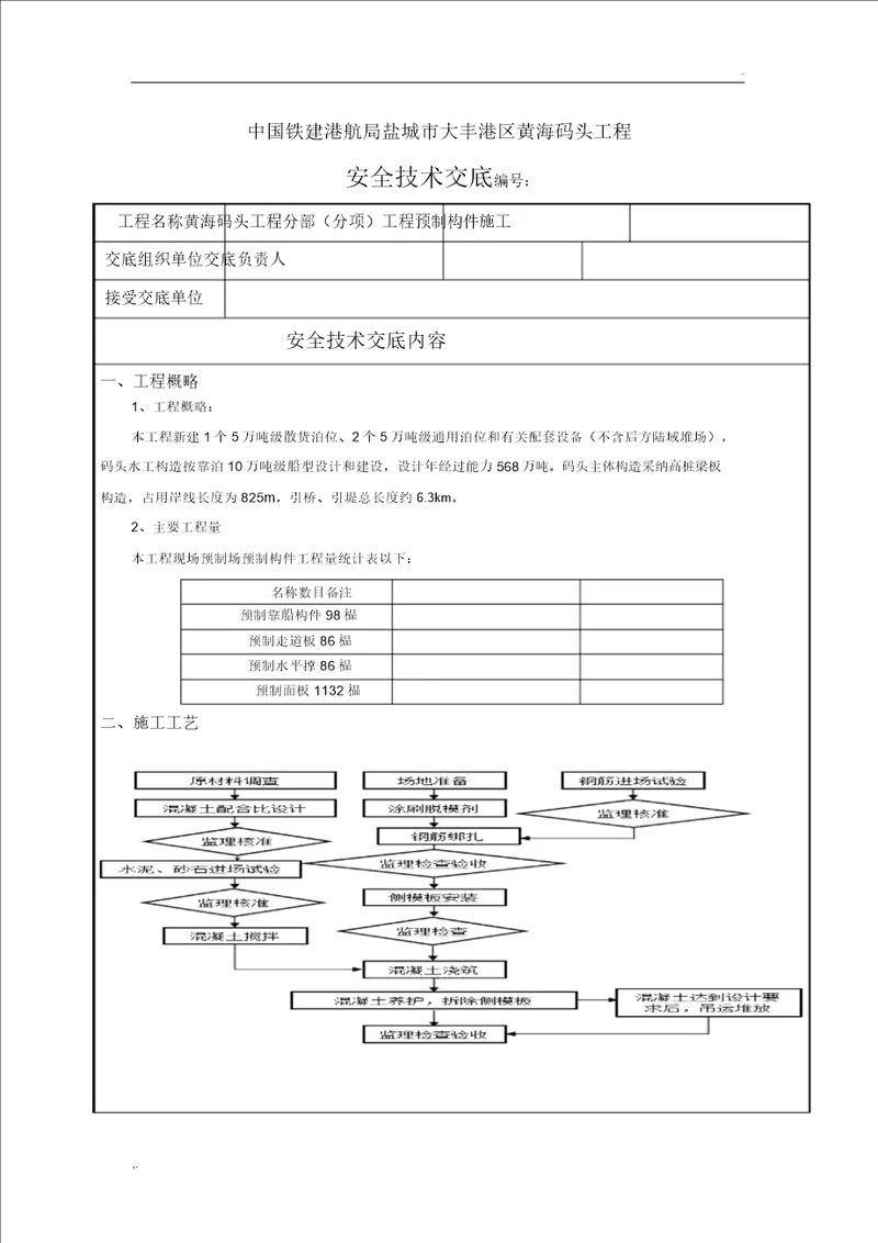 预制构件施工安全技术交底