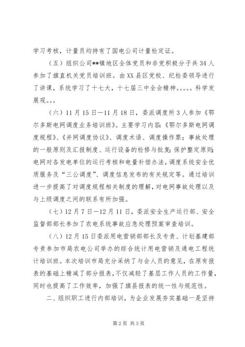 电力职工教育培训工作总结及工作安排 (4).docx