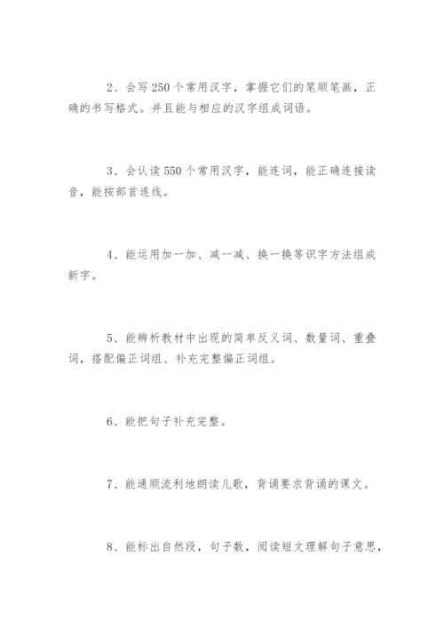 一年级下册语文复习计划.docx